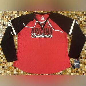 NWT Women's Arizona Cardinals Fanatics Lace-Up V-Neck Jersey Shirt~3XL~$55